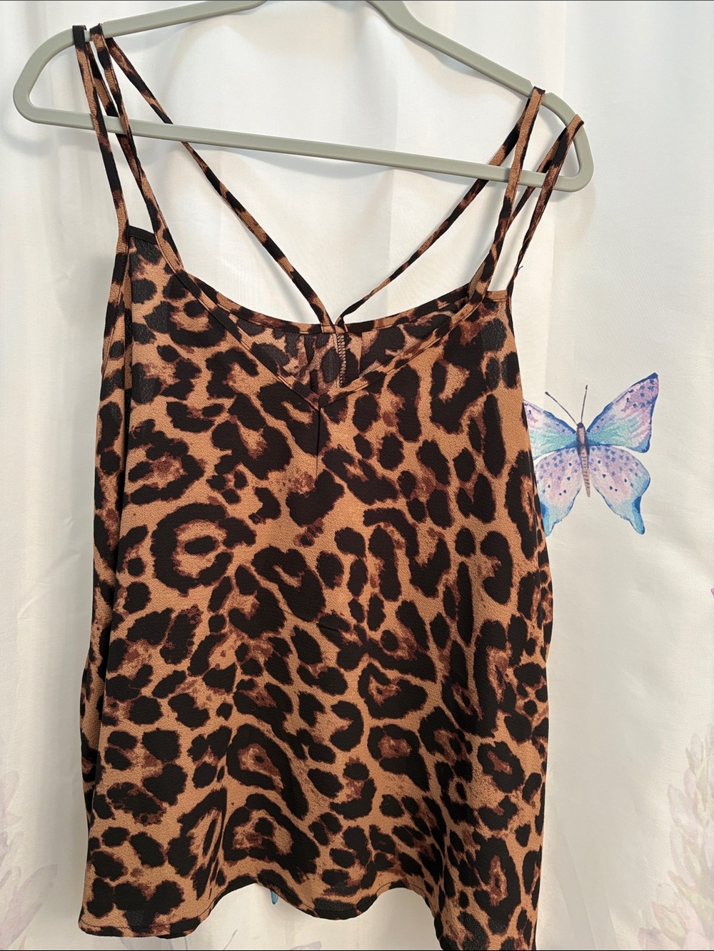 Leopard Print Strappy Cami Top - Brown & Black 2XL